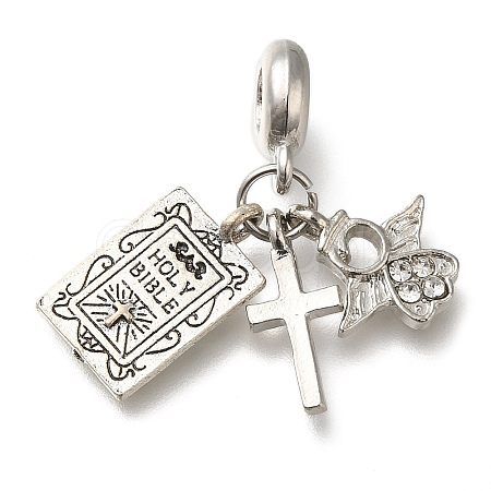 Rack Plating Alloy Crystal Rhinestone European Dangle Charms PALLOY-A009-04P-1