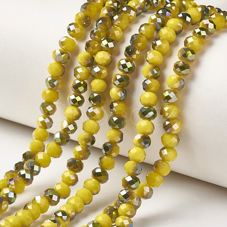 Electroplate Opaque Glass Beads Strands EGLA-A034-P6mm-S07-1