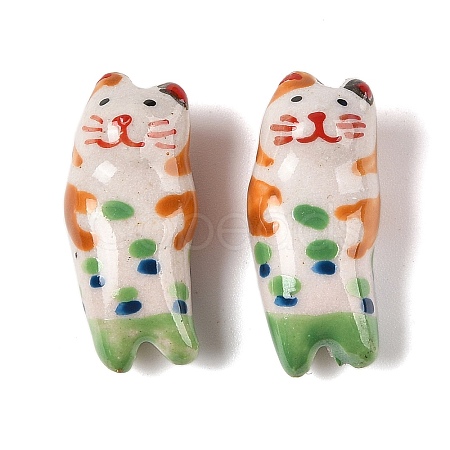 Hand-Painted Porcelain Beads PORC-R001-01F-1