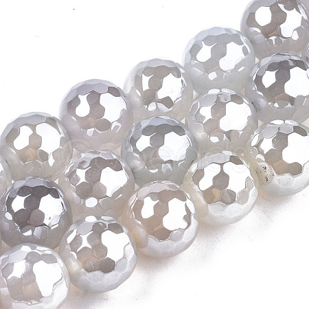 Electroplate Natural Agate Beads Strands G-T131-55-28-1