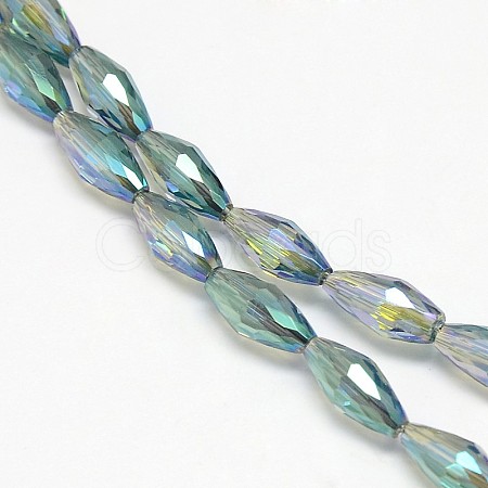Electroplate Crystal Glass Rice Beads Strands X-EGLA-F042-A13-1