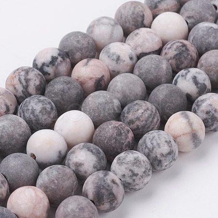 Natural Pink Zebra Jasper Beads Strands G-J376-46F-10mm-1