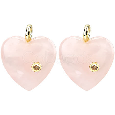 2Pcs Natural Rose Quartz Pendants G-FH0002-76B-1