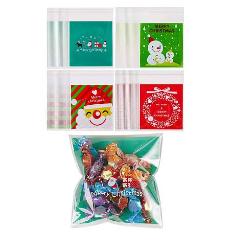 400 Pcs 4 Styles Self-Adhesive Christmas Candy Bags JX061A-1