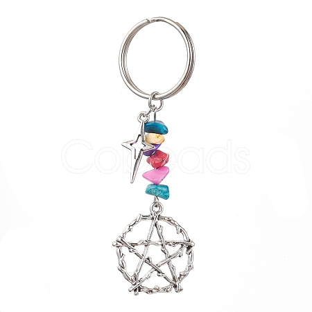 Tibetan Style Alloy Keychain KEYC-JKC00708-03-1