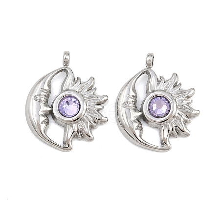 304 Stainless Steel Rhinestone Pendants STAS-Z166-24P-06-1