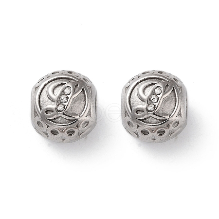 304 Stainless Steel Rhinestone European Beads STAS-A092-10L-P-1