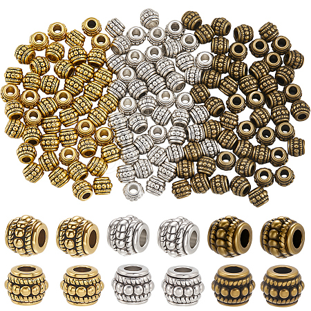 150Pcs 3 Colors Tibetan Silver Beads TIBEB-PA0001-01-1