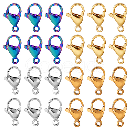 110Pcs 4 Styles 304 Stainless Steel Lobster Claw Clasps STAS-PH0006-56-1