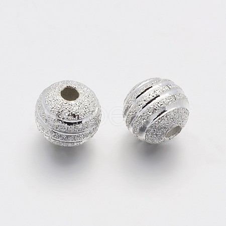 Textured Round Brass Beads KK-N0061-01S-8mm-1
