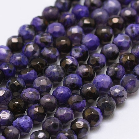 Faceted Natural Fire Crackle Agate Beads Strands X-G-F447-4mm-A11-1