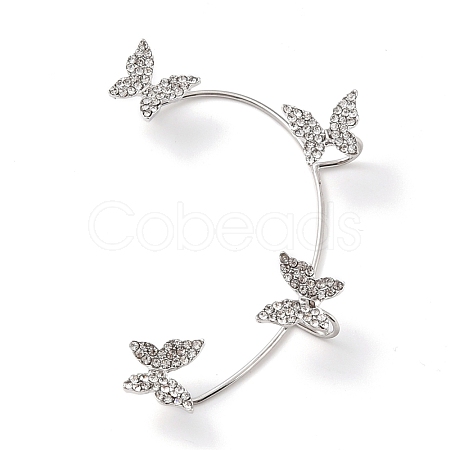 Butterfly Crystal Rhinestone Cuff Earrings for Girl Women Gift EJEW-F275-02A-P-1
