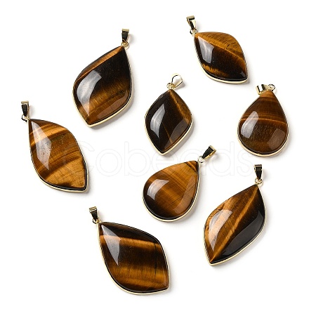 Natural Tiger Eye Pendants G-R486-03G-C-1