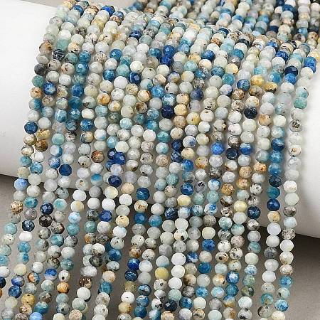 Natural Blue Azurite in Calcite Beads Strands G-P618-3mm-01-1