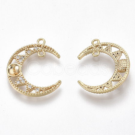 Brass Micro Pave Cubic Zirconia Peg Bails Links/Connercots KK-S356-047G-NF-1