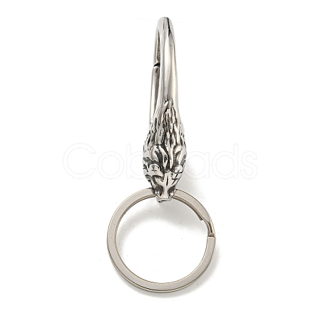 Tibetan Style 316 Surgical Stainless Steel Fittings with 304 Stainless Steel Key Ring FIND-Q101-20AS-1