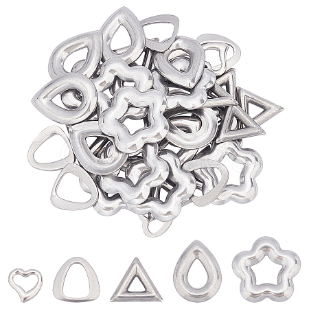 40Pcs 5 Style 304 Stainless Steel Linking Rings STAS-UN0023-67-1