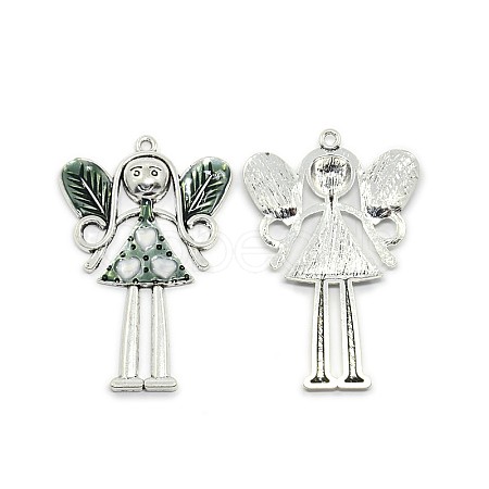 Fairy Antique Silver Tone Alloy Enamel Big Pendants ENAM-N039-03D-1
