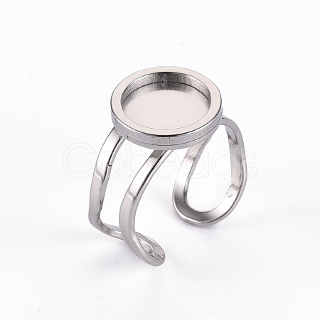 Tarnish Resistant 201 Stainless Steel Cuff Pad Ring Settings STAS-S080-040A-P-1