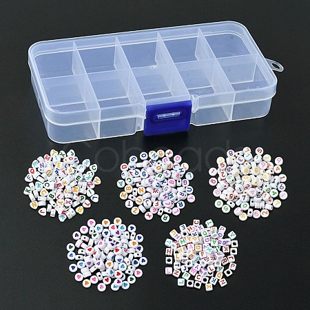 500Pcs 5 Styles Opaque White Acrylic Beads MACR-YW0002-43-1