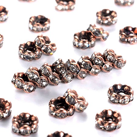 Brass Rhinestone Spacer Beads X-RB-A014-L6mm-01R-NF-1
