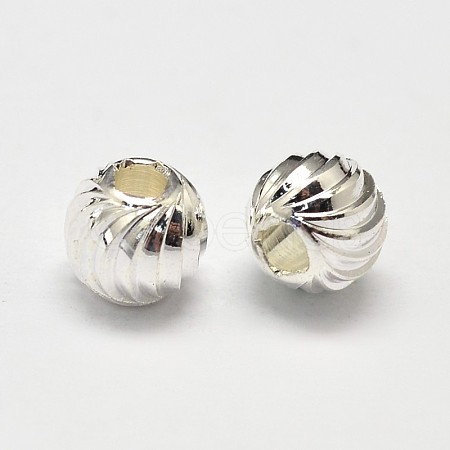 Rack Plating Brass Corrugated Round Spacer Beads KK-I600-4mm-S-RS-1