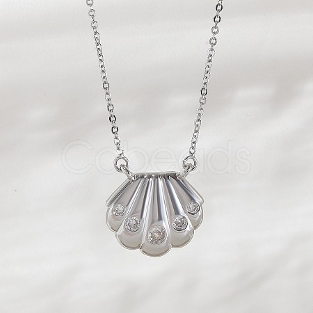 Ocean Summer Brass Pave Clear Cubic Zirconia Pendant Necklaces FS-WG82AA1-20-1