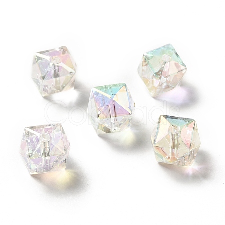 Two Tone UV Plating Rainbow Iridescent Acrylic Beads TACR-D010-02E-1