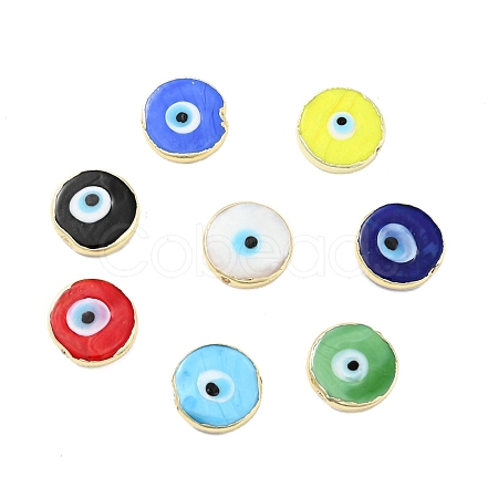 Rack Plating Handmade Evil Eye Lampwork Beads KK-F838-02-G-1