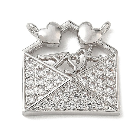 Brass Micro Pave Clear Cubic Zirconia Pendants CU-CBA4231-06A-P-1