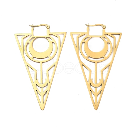 304 Stainless Steel Triangle Hoop Earrings EJEW-M031-01G-1