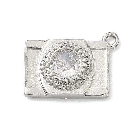 Brass Pave Clear Cubic Zirconia Charms KK-G548-08P-1