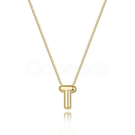 Brass Initial Pendant Box Chain Necklaces for Women FS-WG5C822-20-1