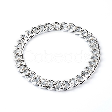 CCB Plastic Rhinestone Curb Chain Necklaces NJEW-JN03560-1