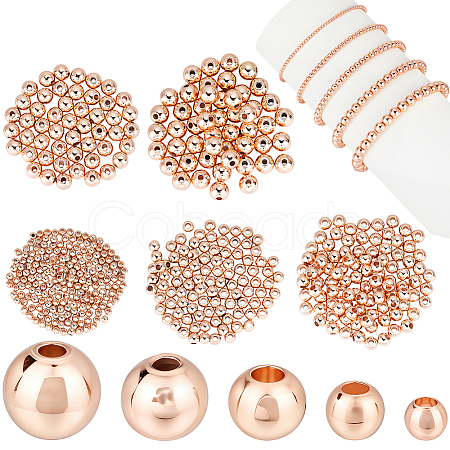 500Pcs 5 Styles Rack Plating Brass Beads KK-BBC0023-24RG-1