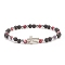 Natural & Synthetic Mixed Gemstone Beaded Stretch Bracelet with Clear Cubic Zirconia Cross for Women, Dark Red, Inner Diameter: 2-1/4 inch(5.6cm)