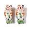 Hand-Painted Porcelain Beads, Animal, Cat Shape, 26.5~27x11.5x10.5mm, Hole: 1.8mm