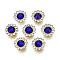 Sew on Rhinestone, Transparent Glass Rhinestone, with Iron Prong Settings, Faceted, Flower, Sapphire, 9x4mm, Hole: 1.2mm