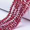 Electroplate Glass Beads Strands, Pearl Luster Plated, Faceted, Rondelle, FireBrick, 2.9~3.3x2mm, Hole: 0.8mm, about 145~150pcs/strand, 34~35cm