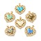 Brass Micro Pave Clear Cubic Zirconia Pendants, with Sythetic Opal, Real 18K Gold Plated, Heart Charms, with Jump Ring, Mixed Color, 23.5x24x4mm, Hole: 5.5x3mm