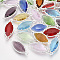 Glass Links, with Silver Color Plated Eco-Friendly Alloy Findings, Faceted, Horse Eye, Mixed Color, 21x9x4mm, Hole: 1.2mm