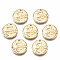 Brass Charms, Nickel Free, Sun with Word, Real 18K Gold Plated, 14.5x14x1.5mm, Hole: 1mm