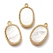 PVD Vacuum Plating 304 Stainless Steel Charms, with Pave Shell, Oval Charm, Real 18K Gold Plated, 19.5x12x3mm, Hole: 1.2mm