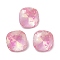 Glass Rhinestone Cabochons, Point Back & Back Plated, Faceted, Square, Light Rose, 10x10x5mm