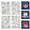 4 Sheets 11.6x8.2 Inch Stick and Stitch Embroidery Patterns, Non-woven Fabrics Water Soluble Embroidery Stabilizers, Afternoon Tea, 297x210mmm