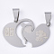 Non-Tarnish 201 Stainless Steel Split Pendants, for Lovers, Heart with Word Love, For Valentine's Day, Stainless Steel Color, 19.5x31.5x1mm, Hole: 8x4mm