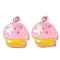 Translucent Resin Decoden Cabochons, Cupcake with Star, Pink, 17.5x14.5x6mm