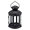 Portable Iron Candle Holder with Clear Glass Window, Vintage Lantern with Hollow Star, Black, 11.9x18.5cm, Hole: 65x35mm, Inner Diameter: 8.7x8.5cm