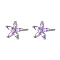 Cubic Zirconia Flower Stud Earrings, Silver 925 Sterling Silver Post Earrings, Lilac, 7.2mm