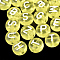 Transparent Acrylic Beads, Horizontal Hole, Mixed Letters, Flat Round, Yellow, 7x4mm, Hole: 1.5mm, about 370pcs/50g